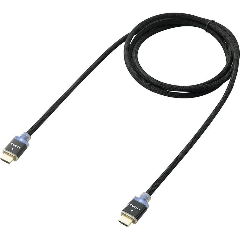 Foto van Speaka professional hdmi aansluitkabel hdmi-a stekker, hdmi-a stekker 5.00 m zwart sp-7870020 audio return channel (arc), vergulde steekcontacten, gesleeved,