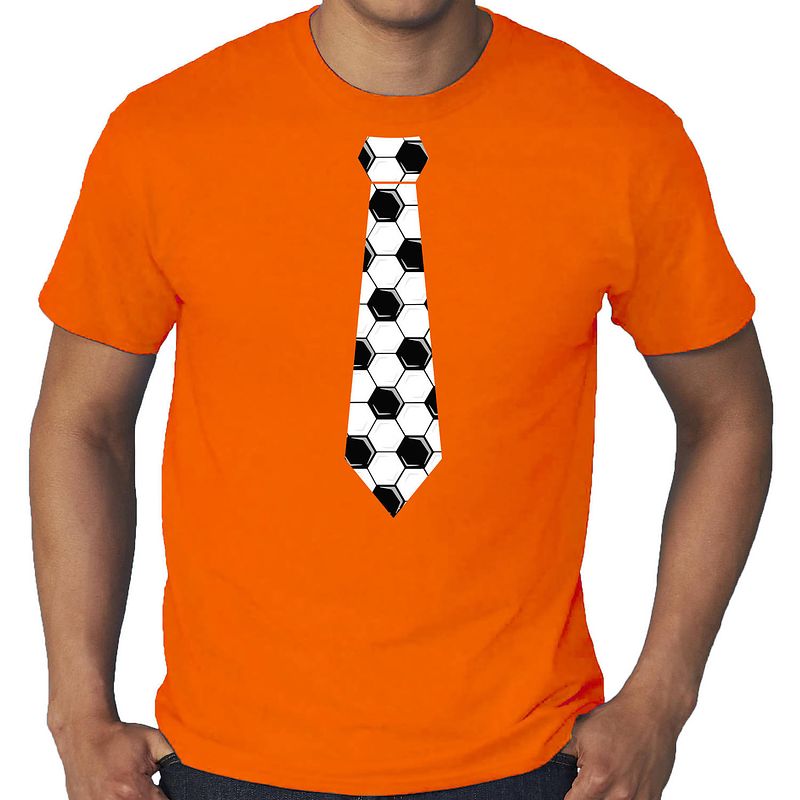 Foto van Grote maten oranje fan shirt / kleding holland voetbal stropdas ek/ wk voor heren 3xl - feestshirts