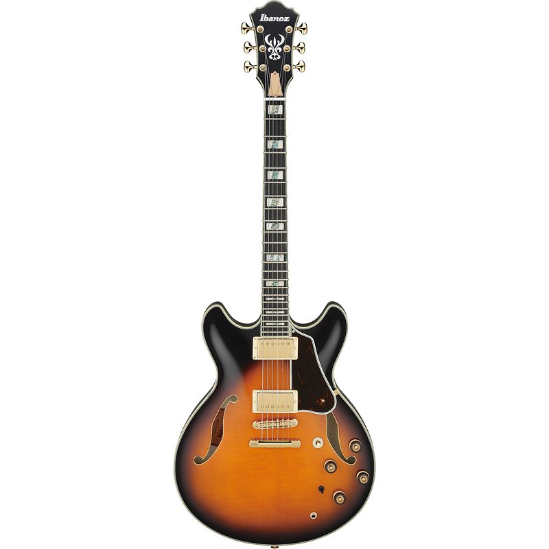 Foto van Ibanez as2000 artstar prestige brown sunburst semi-akoestische gitaar met koffer