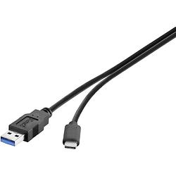 Foto van Roline green usb-kabel usb 3.2 gen1 (usb 3.0 / usb 3.1 gen1) usb-a stekker, usb-c stekker 0.5 m zwart afgeschermd, tpe-mantel, halogeenvrij 11.44.9010