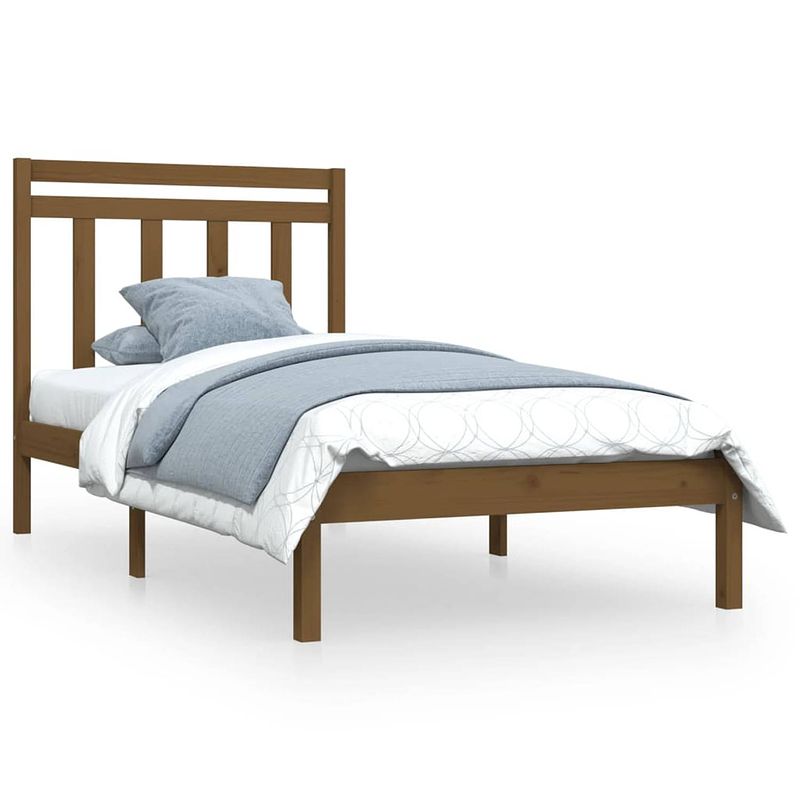 Foto van The living store klassiek houten bedframe - massief grenenhout - 100 x 200cm - honingbruin