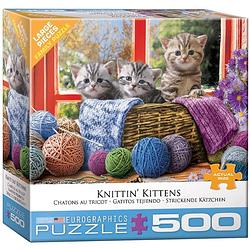 Foto van Eurographics puzzel knittin's kittens - 500 xl stukjes