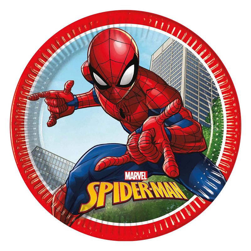 Foto van Globos papieren bordjes fsc spider-man crime fighter, 8st.