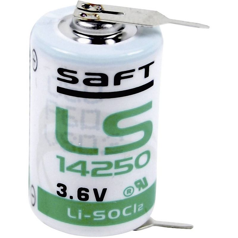 Foto van Saft ls 14250 2pf speciale batterij 1/2 aa u-soldeerpinnen lithium 3.6 v 1200 mah 1 stuk(s)