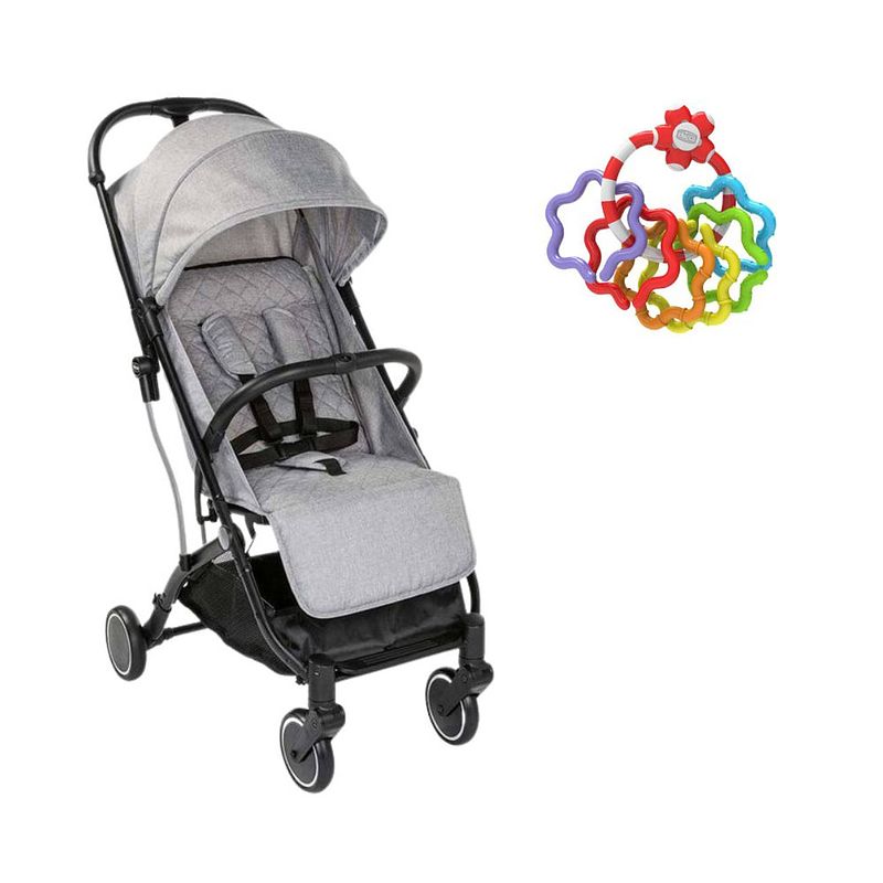 Foto van Chicco bundel - buggy trolley me - light grey & rammelaar - regenboog speelringen