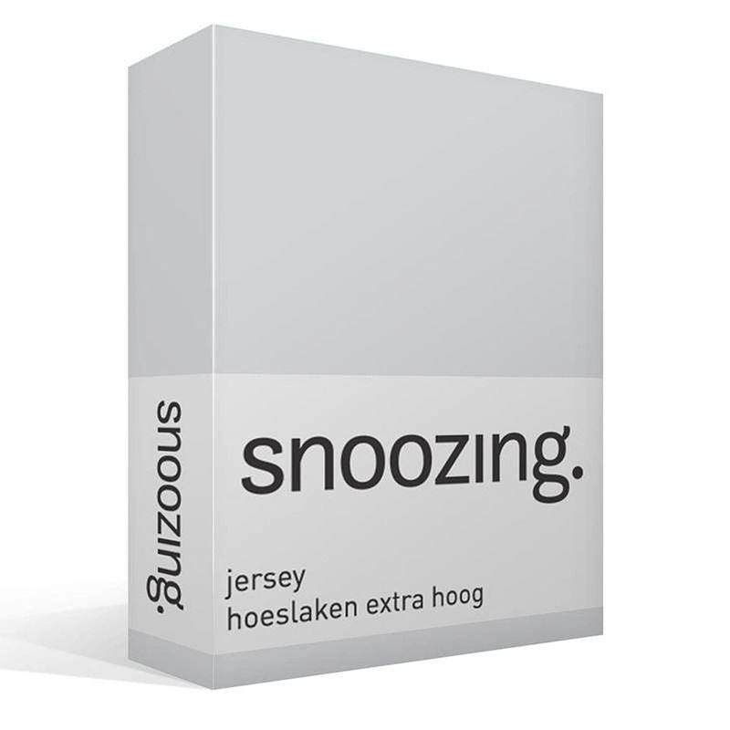 Foto van Snoozing - hoeslaken - extra hoog - jersey - 180x200 - grijs