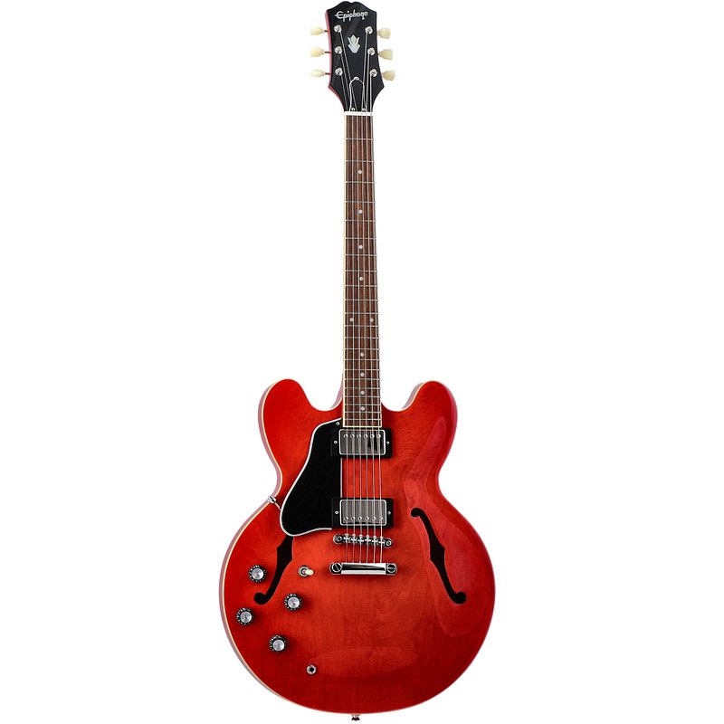 Foto van Epiphone es-335 lh cherry linkshandige semi-akoestische gitaar