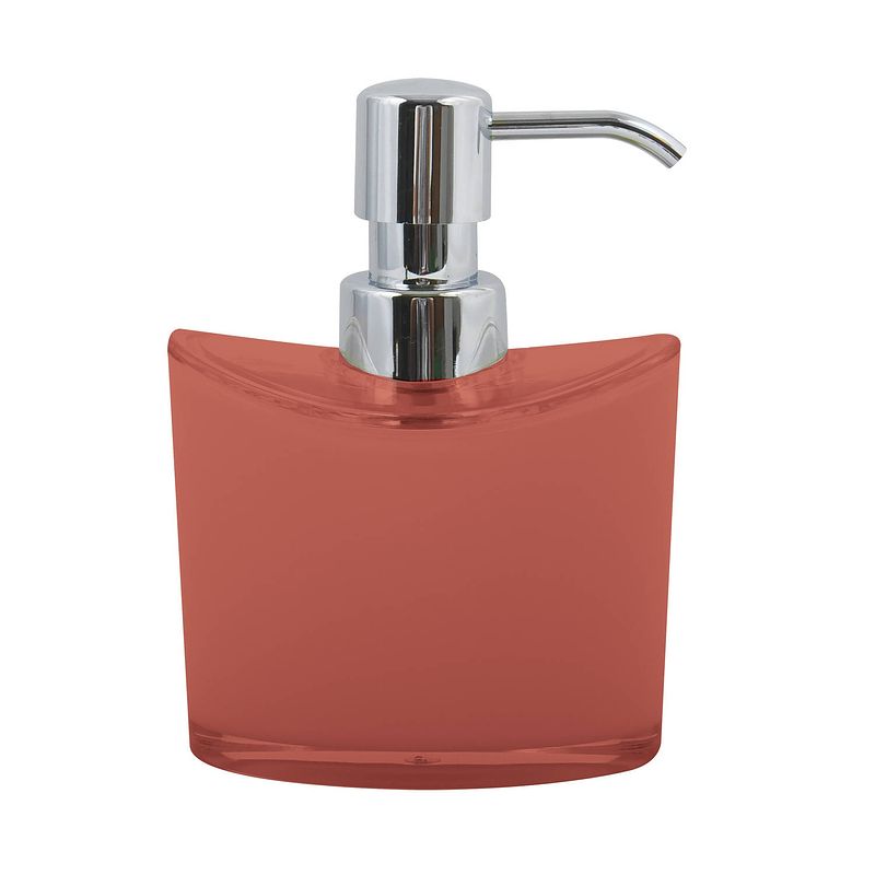 Foto van Msv zeeppompje/dispenser aveiro - ps kunststof - terracotta/zilver - 11 x 14 cm - 260 ml - zeeppompjes