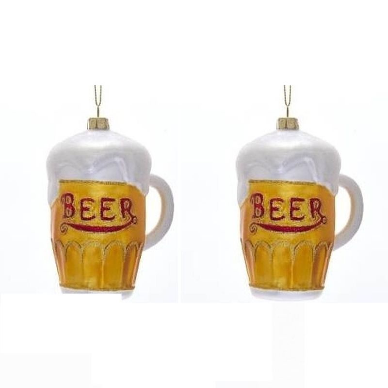 Foto van 2x kerstboomversiering ornamenten biertjes bierpullen10 cm - kersthangers