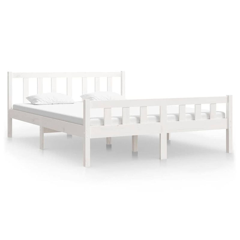 Foto van The living store bedframe wit - massief grenenhout - 195.5 x 145.5 x 69.5 cm