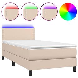 Foto van The living store boxspring bed - cappuccino - 203x90x78/88 cm - led-verlichting - pocketvering matras -