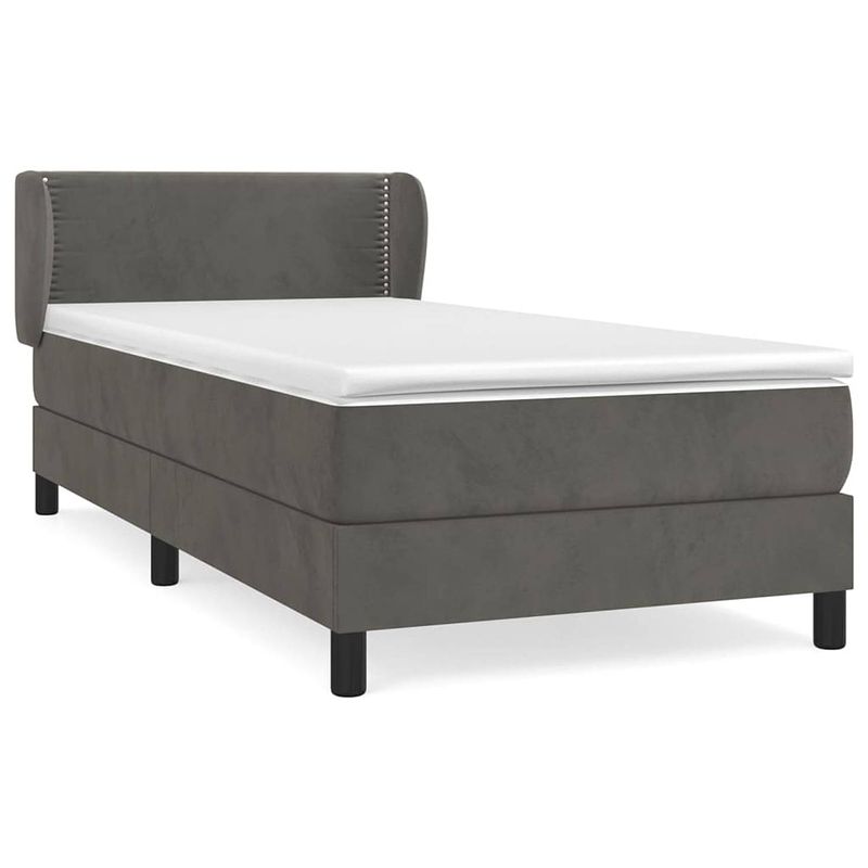 Foto van The living store boxspringbed - fluweel - 203x103x78/88 cm - donkergrijs