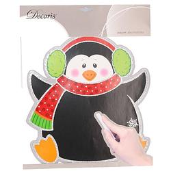 Foto van Kerst decoratie pinguin krijtbord sticker 31 x 38 cm