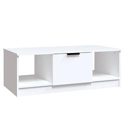 Foto van The living store salontafel - wit - 102 x 50 x 36 cm - bewerkt hout