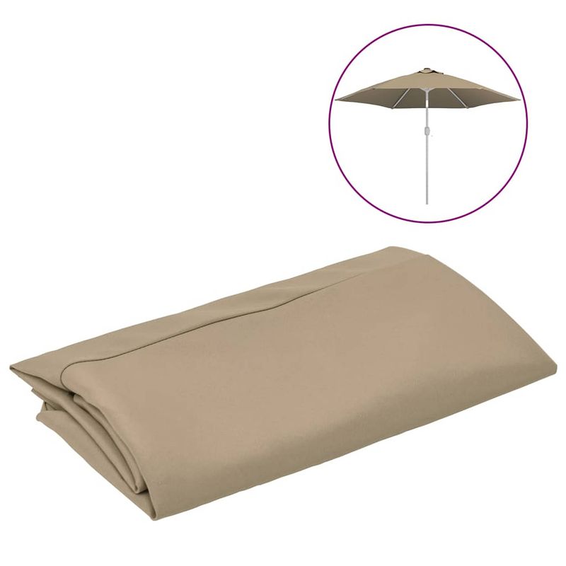 Foto van The living store parasoldoek - uv-beschermend polyester - taupe - diameter 300 cm - geen montage vereist