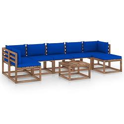 Foto van Vidaxl 8-delige loungeset met blauwe kussens