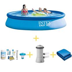 Foto van Intex zwembad - easy set - 396 x 84 cm - inclusief ways onderhoudspakket, filterpomp & grondzeil