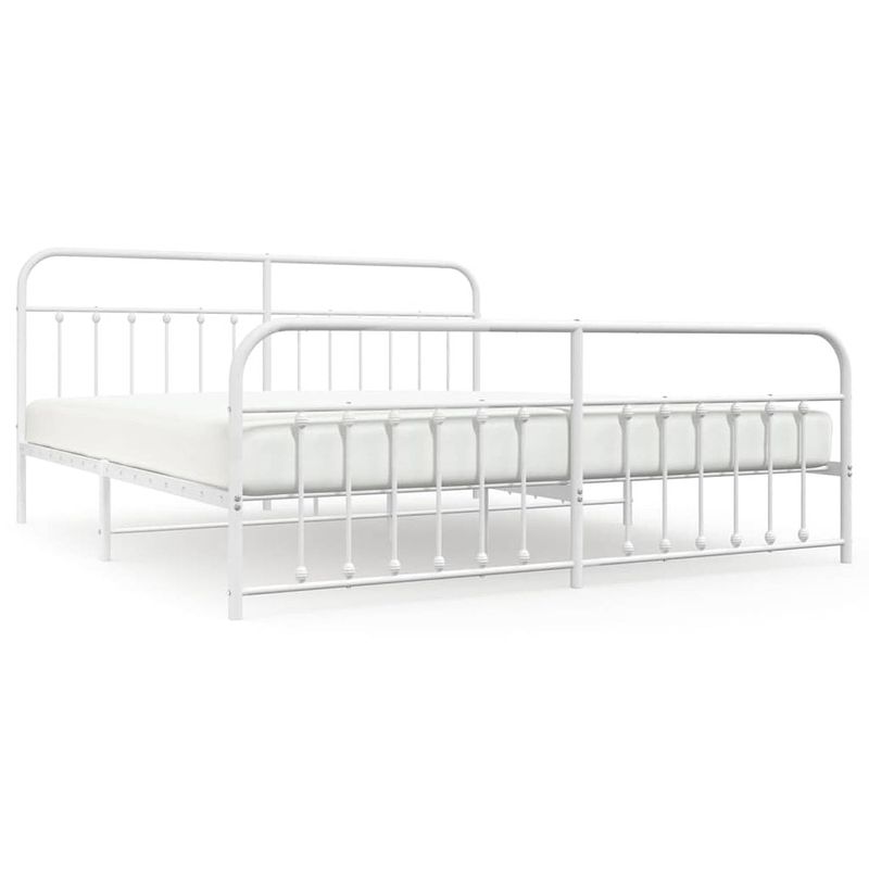 Foto van Vidaxl bedframe met hoofd- en voeteneinde metaal wit 193x203 cm