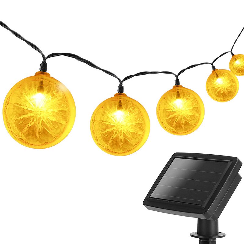 Foto van Aigostar solar light lichtsnoer citroen - lichtslinger op zonne-energie - lampjes slinger - 10 led lampjes