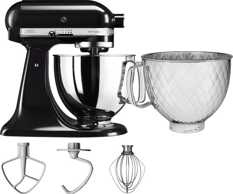 Foto van Kitchenaid artisan mixer 5ksm125 onyx zwart + extra mengkom