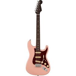 Foto van Fender american professional ii stratocaster shell pink rosewood neck limited edition elektrische gitaar met koffer