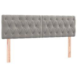 Foto van The living store hoofdbord - bedaccessoires - 160 x 7 x 78/88 cm - lichtgrijs fluweel