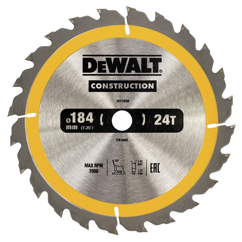 Foto van Dewalt zaagblad voor hout 184x16x1,8mm 24t