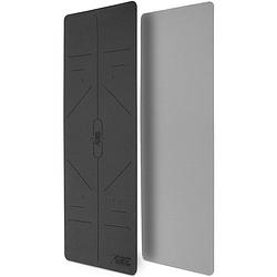 Foto van Yogamat, zwart-grijs, 183 x 61 x 0,6 cm, fitnessmat, gymmat, gymnastiekmat, logo