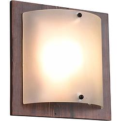 Foto van Led wandlamp - wandverlichting - trion palan - e27 fitting - 1-lichts - vierkant - mat donkerbruin - hout