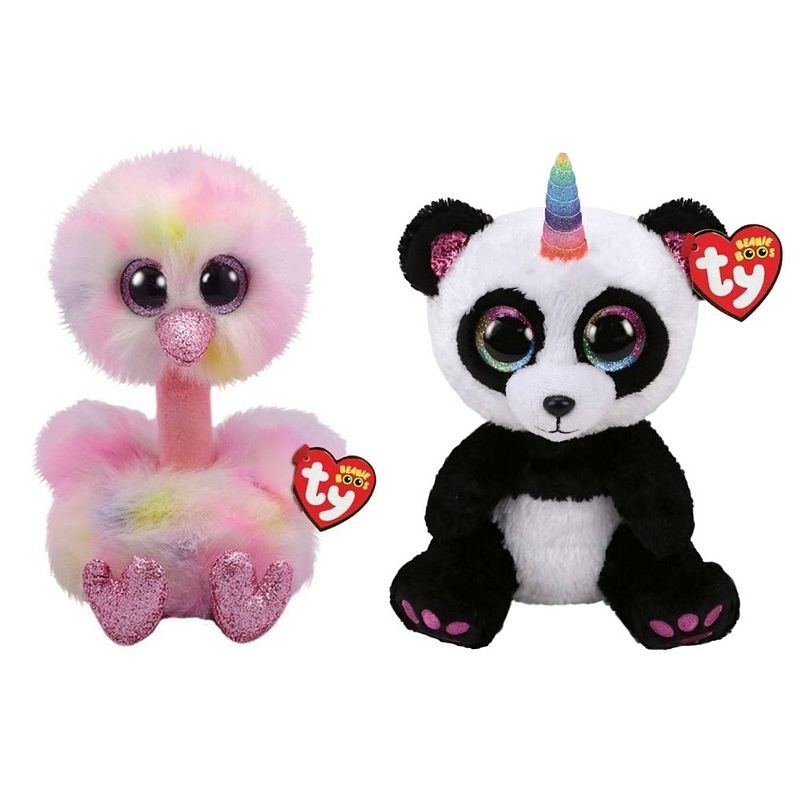 Foto van Ty - knuffel - beanie buddy - avery ostrich & paris panda