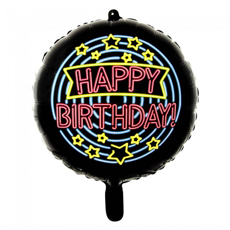 Foto van Wefiesta folieballon happy birthday neon 45 cm zwart