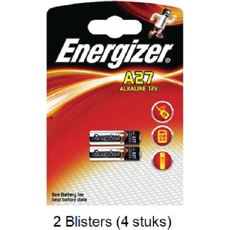 Foto van 4 stuks (2 blisters a 2 stuks) energizer alkaline lr27 / a27 12v