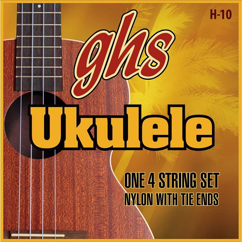 Foto van Ghs h-10 black nylon soprano/concert snarenset voor ukelele