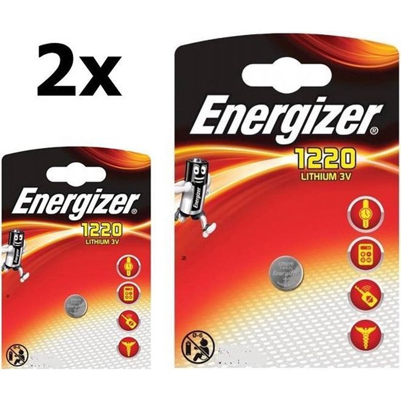 Foto van 2 stuks - energizer cr1220 3v 40mah lithium knoopcelbatterij