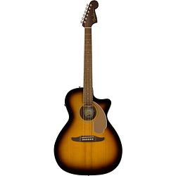 Foto van Fender newporter player sunburst wn gold pickguard elektrisch-akoestische westerngitaar