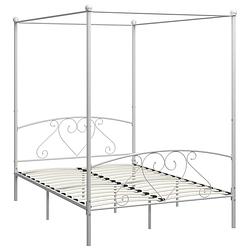 Foto van The living store metalen hemelbedframe - wit - 209x147.5x198 cm - geschikt voor 140x200 cm matras