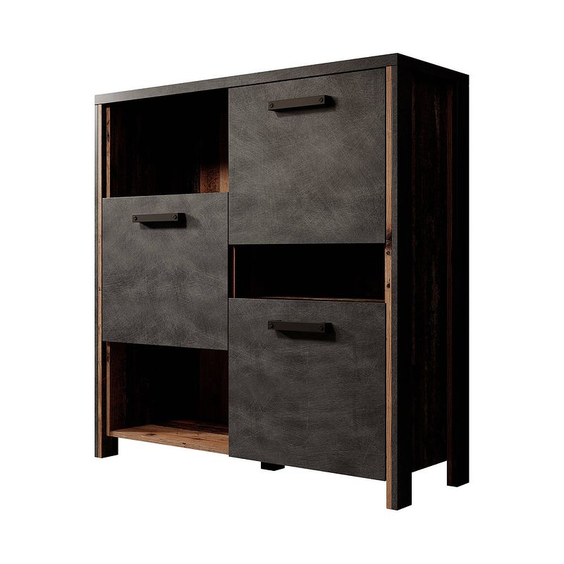 Foto van Meubella - dressoir baron - antraciet - eiken - 107 cm