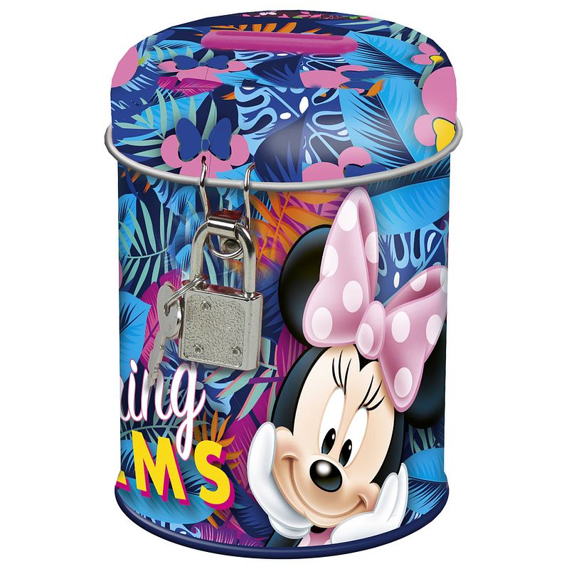 Foto van Disney minnie mouse spring palms - spaarpot - 11.5 cm - multi