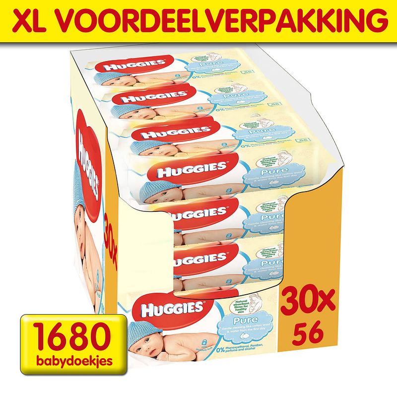 Foto van Huggies - pure - billendoekjes - 1680 babydoekjes - 30 x 56