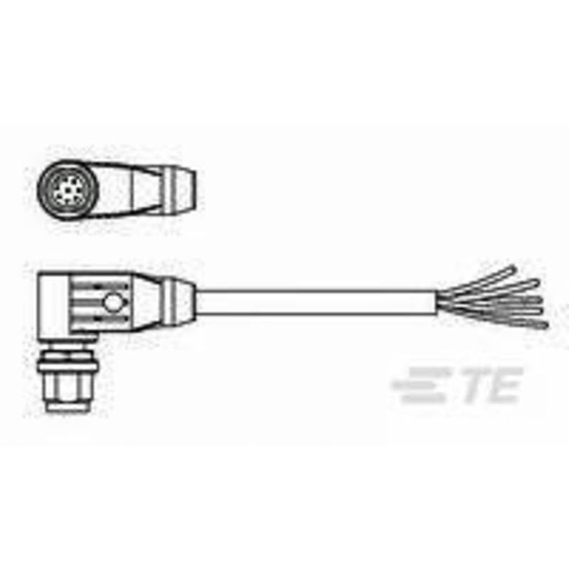 Foto van Te connectivity 2273096-1 sensor/actuator connector, geassembleerd m12 aantal polen: 3 stekker, haaks 1.50 m 1 stuk(s)