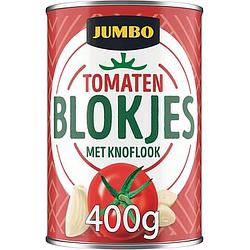 Foto van Jumbo tomatenblokjes knoflook 400g