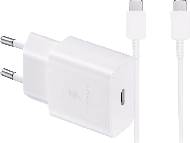 Foto van Samsung power delivery oplader 15w + usb c kabel 1m kunststof wit