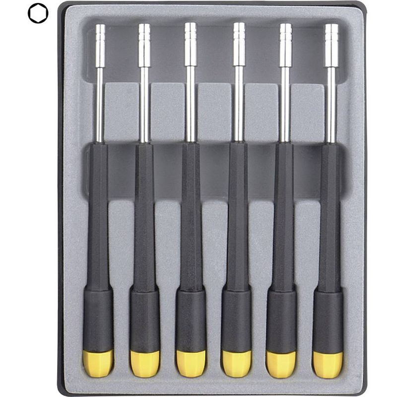 Foto van Donau elektronik schroevendraaierset elektronica en fijnmechanica 6-delig dop (zeskant)