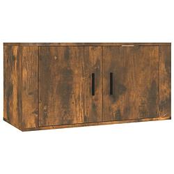 Foto van The living store tv-meubel gerookt eiken - wandgemonteerd - 80 x 34.5 x 40 cm - bewerkt hout