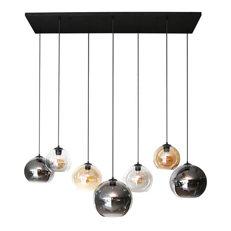 Foto van Hoyz - hanglamp 4+3 multi globe xl - 7 lichtpunten - artic zwart