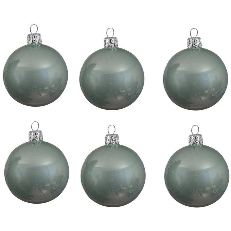 Foto van 6x glazen kerstballen glans mintgroen 8 cm kerstboom versiering/decoratie - kerstbal