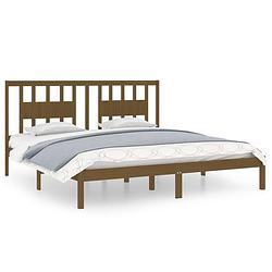 Foto van The living store bedframe massief grenenhout honingbruin 200x200 cm - bed