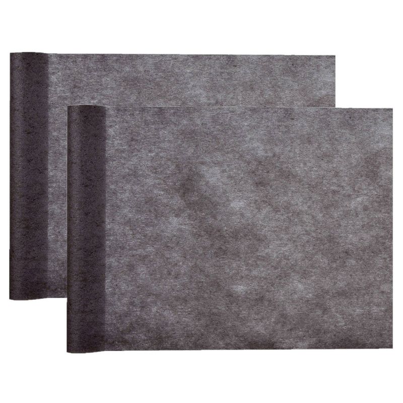 Foto van Tafelloper op rol - 2x - zwart - 30 cm x 10 m - non woven polyester - feesttafelkleden