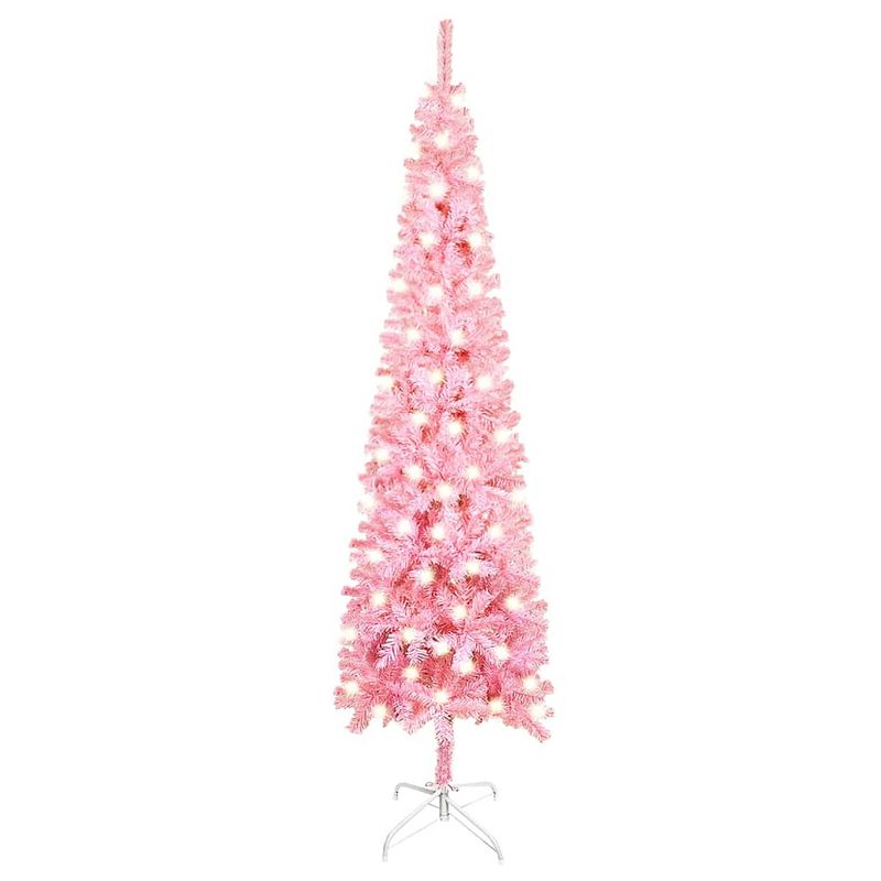 Foto van Vidaxl kerstboom met led's smal 120 cm roze