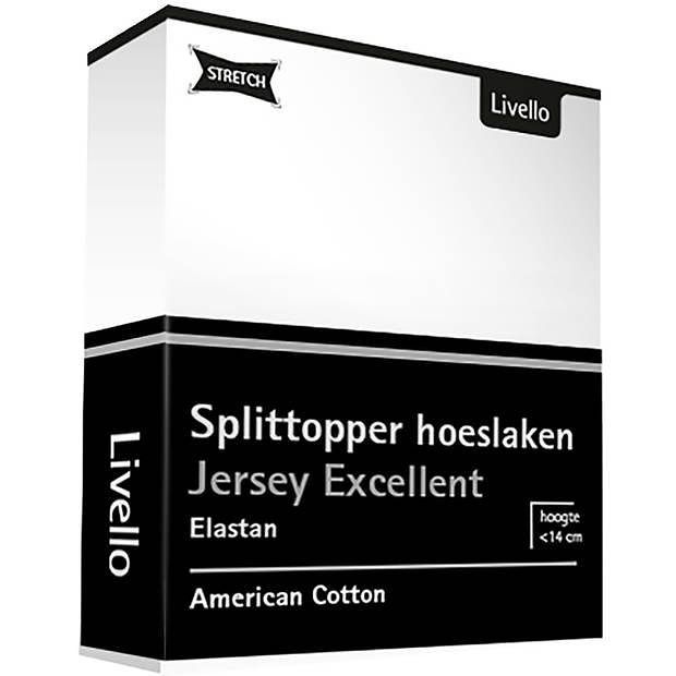 Foto van Livello hoeslaken splittopper jersey excellent white 180 x 200 cm